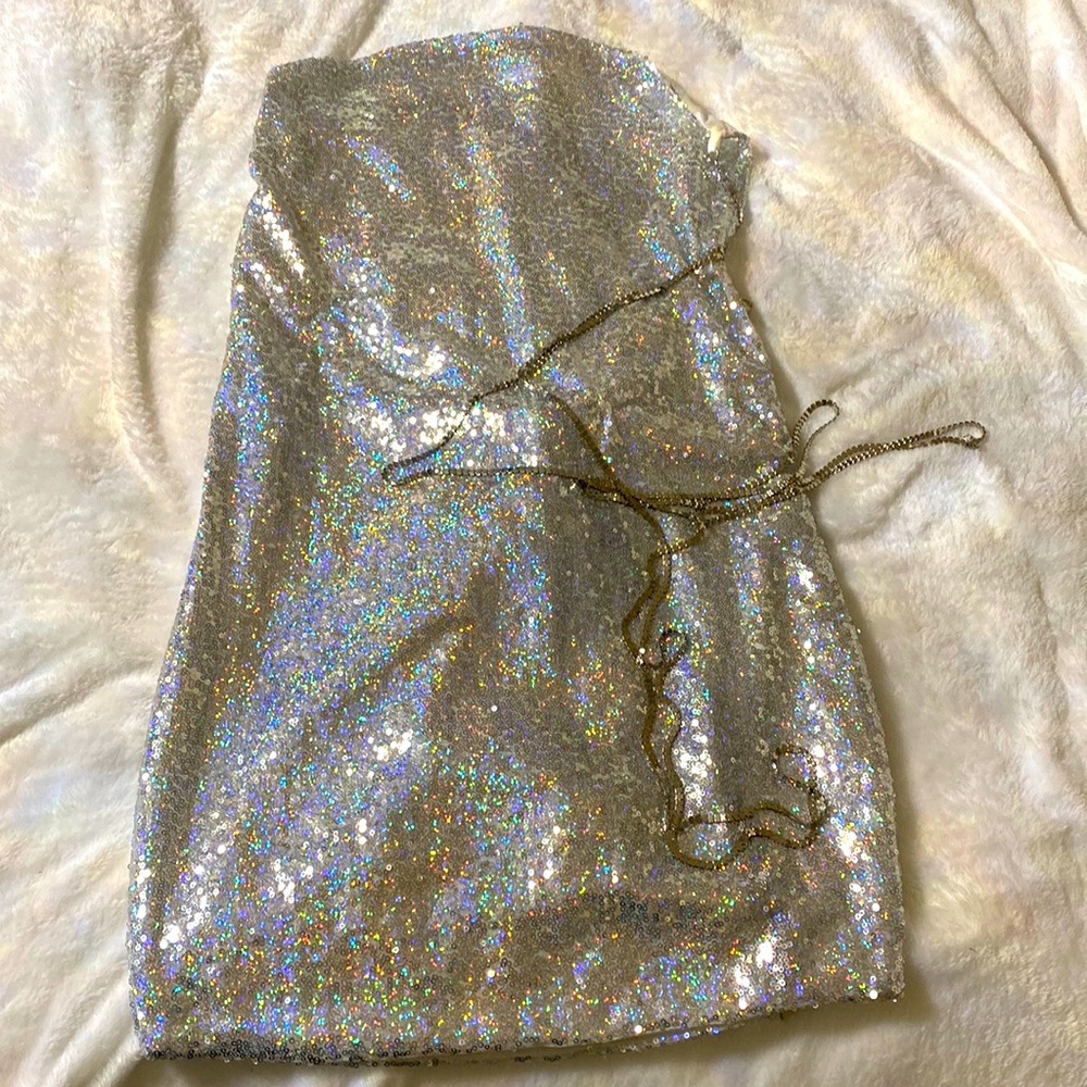 Silver sequin dress